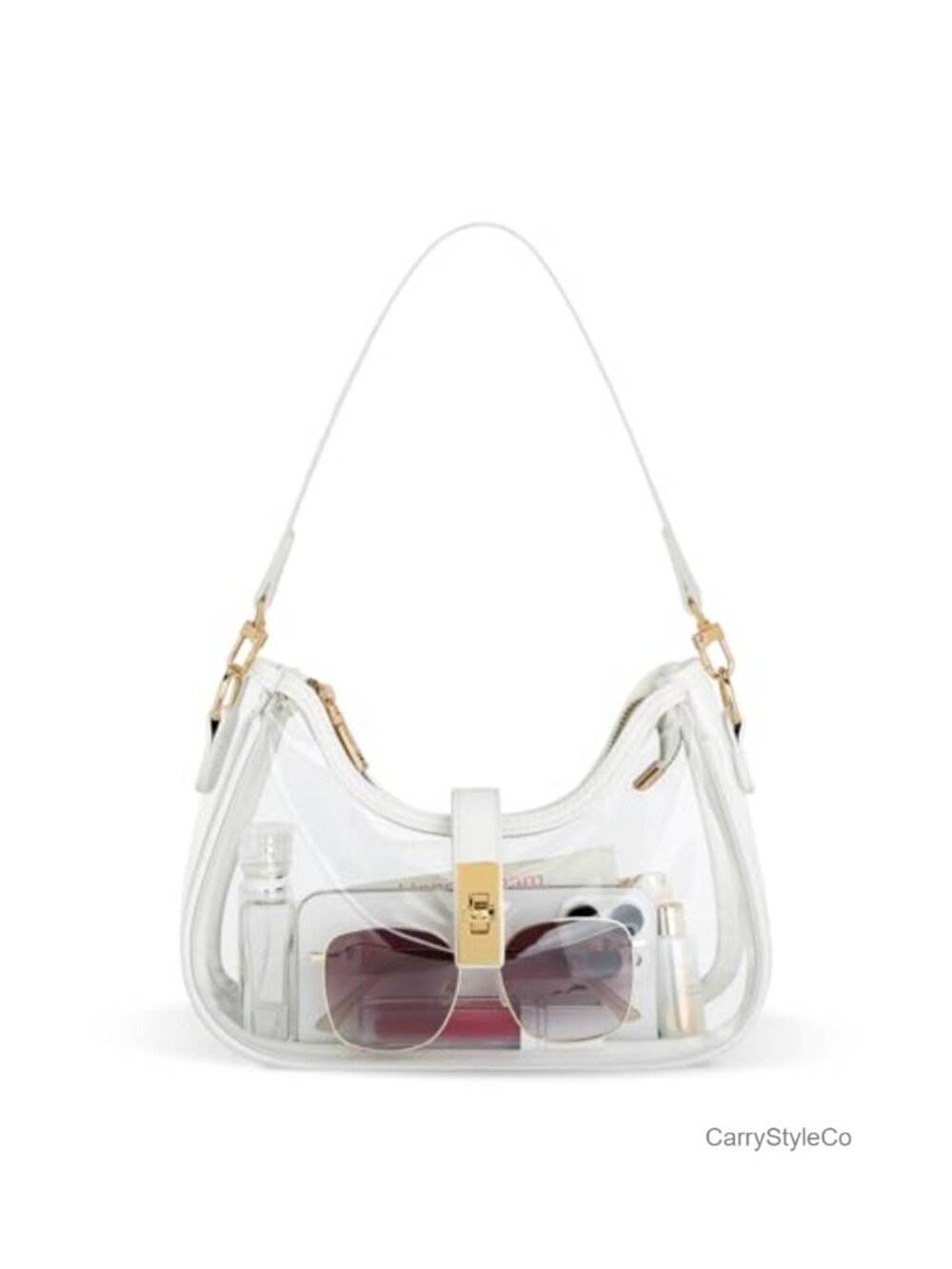 KKXIU Transparent PVC PU Leather Hobo Shoulder Bag Crossbody Handbag